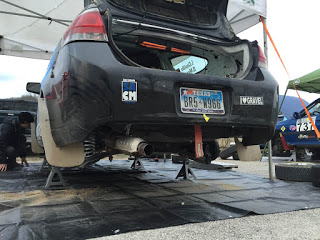 Bent exhaust from berm impact